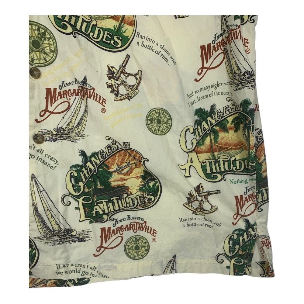 Jimmy Buffett Margaritaville XLarge Changes in Latitudes Hawaiian Shirt Cream - Picture 4 of 11